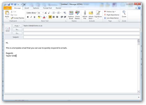 template in outlook 2010